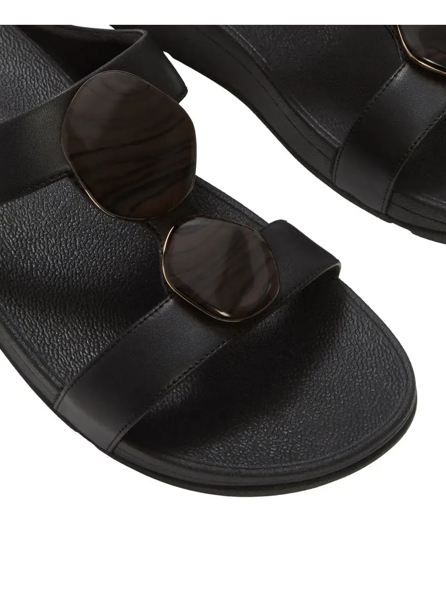Женские сандалии-шлепанцы Fino с H-образным ремешком и мраморным рисунком FitFlop — изображение 6 из 7, черный
