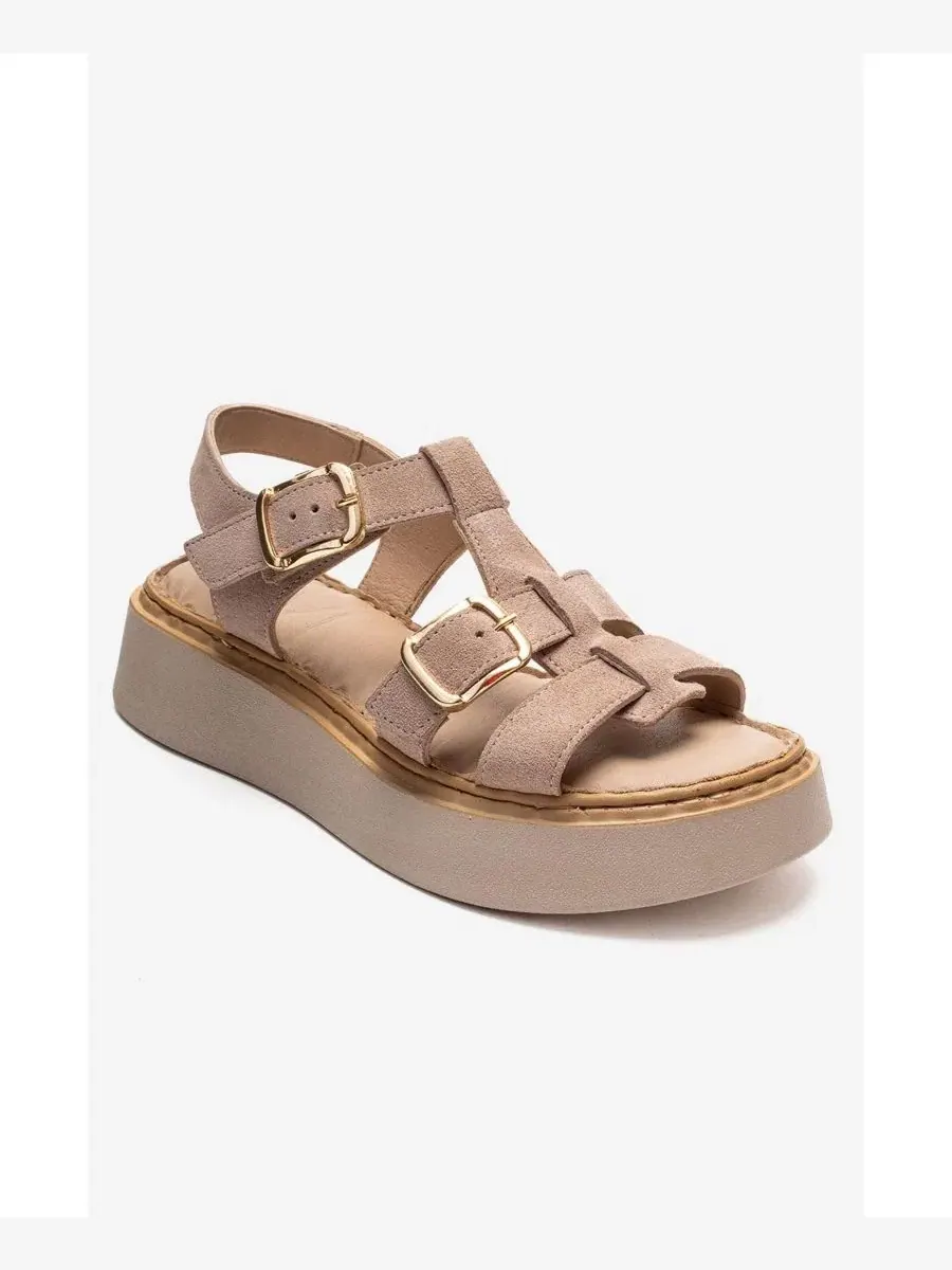 Женские кожаные сандалии на платформе Loin Forever & Always Shoes — изображение 1 из 5, бежевый
