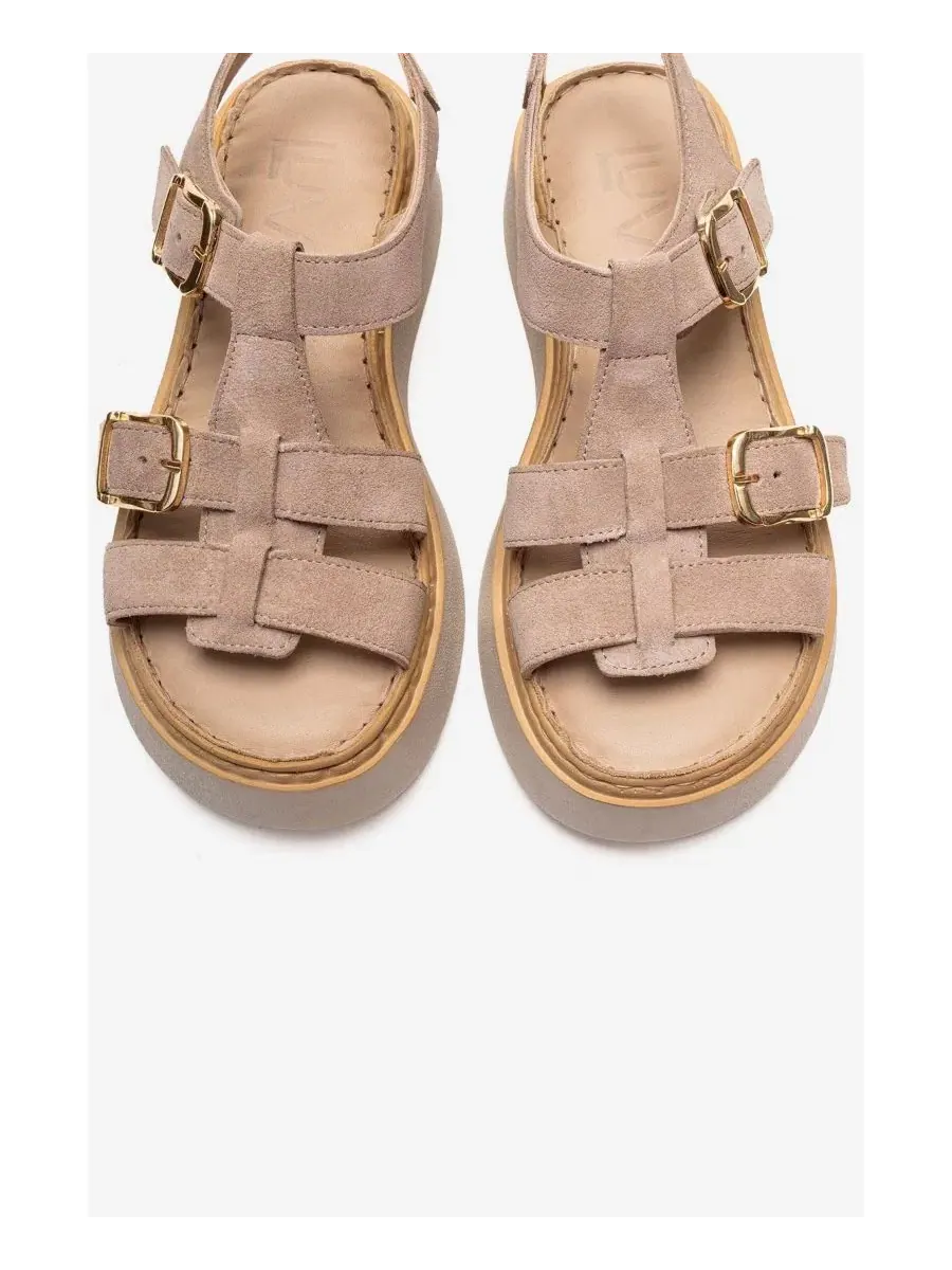 Женские кожаные сандалии на платформе Loin Forever & Always Shoes — изображение 3 из 5, бежевый