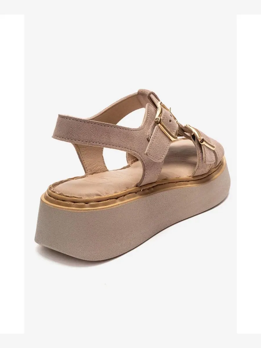 Женские кожаные сандалии на платформе Loin Forever & Always Shoes — изображение 4 из 5, бежевый