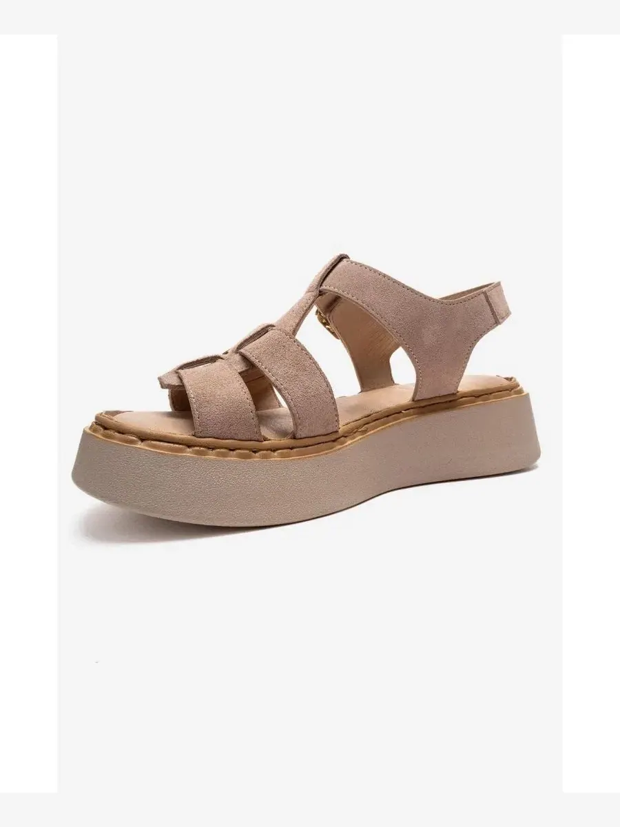Женские кожаные сандалии на платформе Loin Forever & Always Shoes — изображение 5 из 5, бежевый