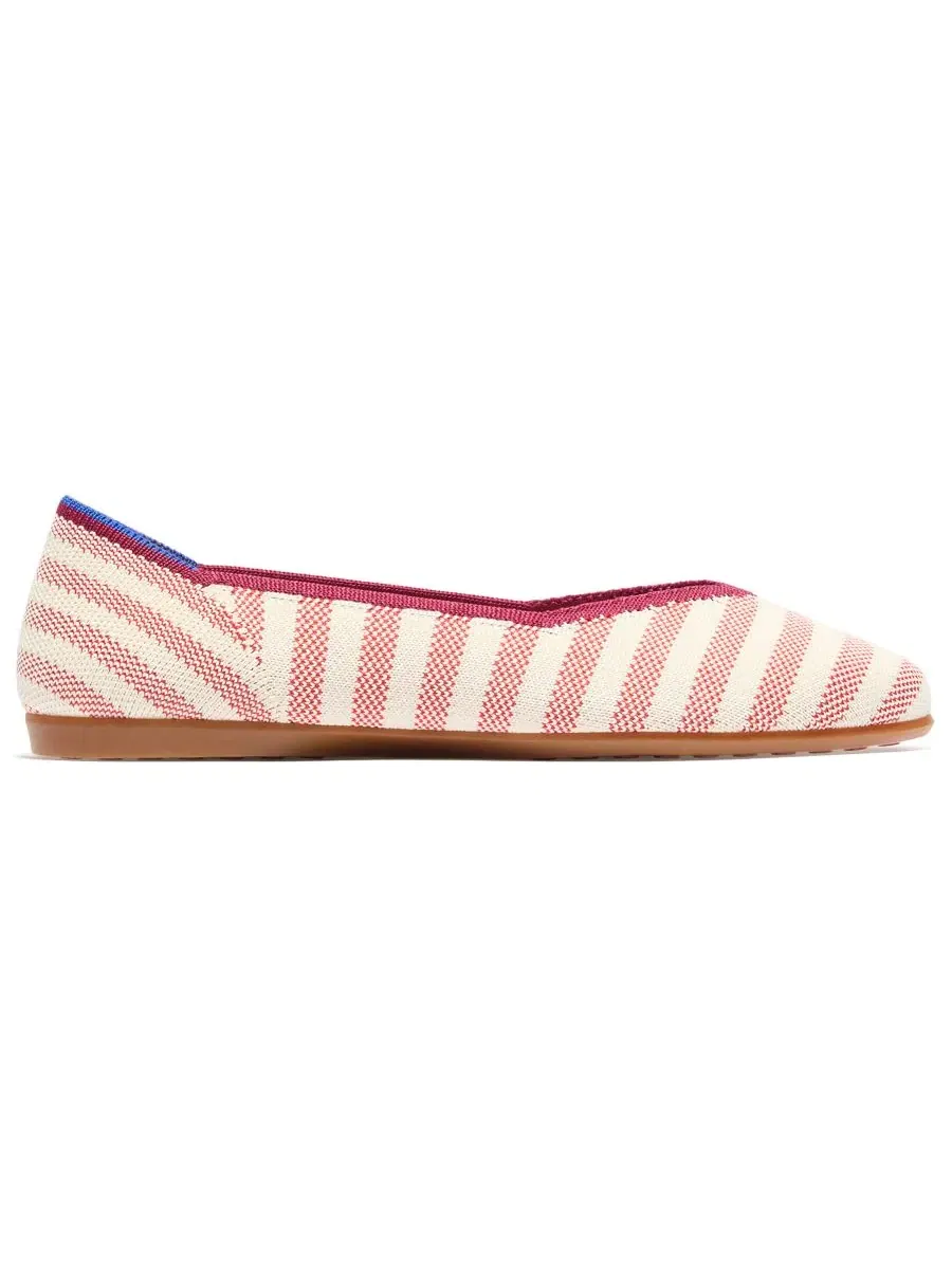 Женские повседневные балетки с круглым носком Rothy's, Coral Cabana Stripe — изображение 1 из 5
