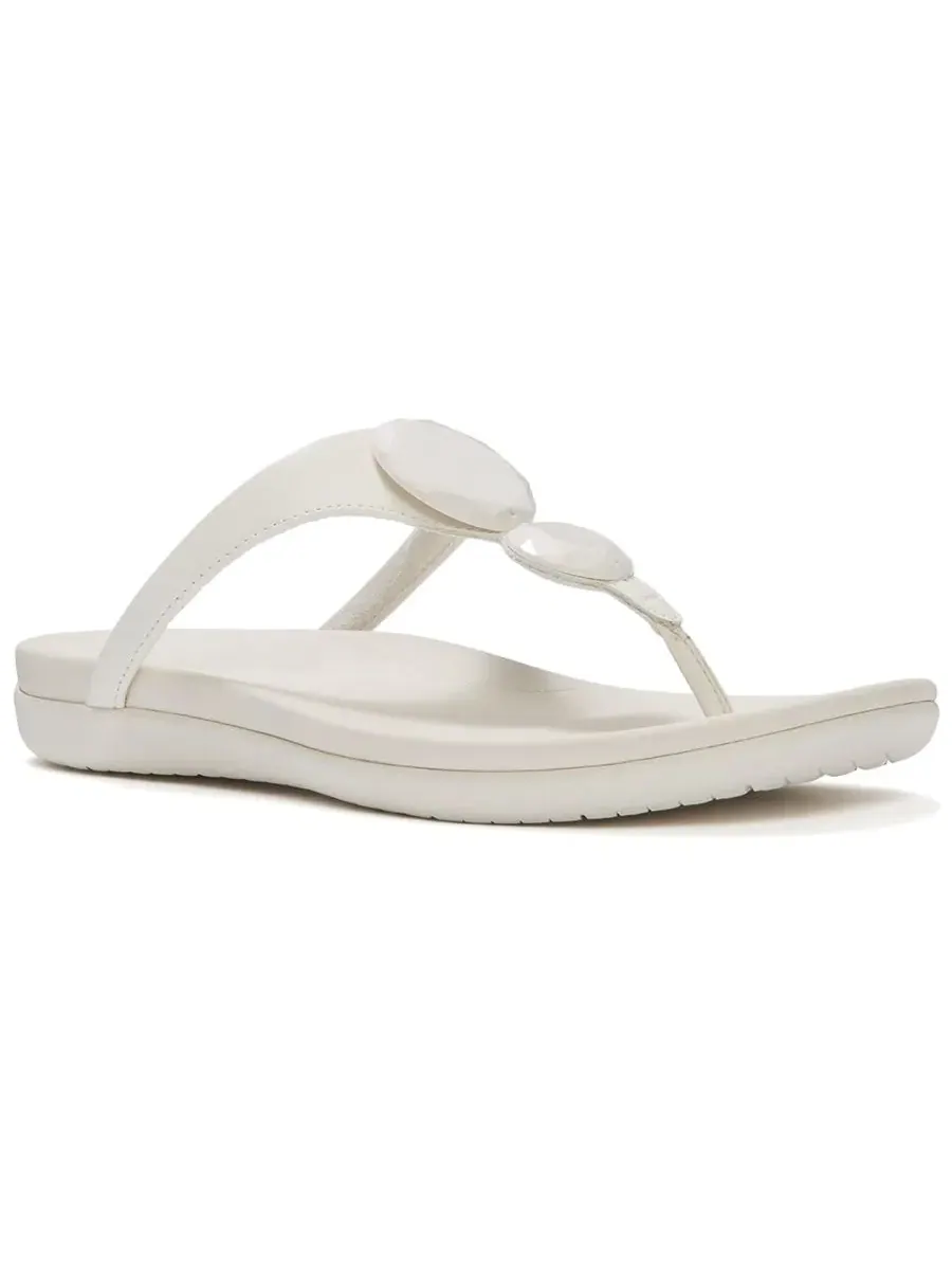 Сандалии с каблуком-танкеткой Solay Glossy-Disc Toe-Post FitFlop — изображение 1 из 6, бежевый