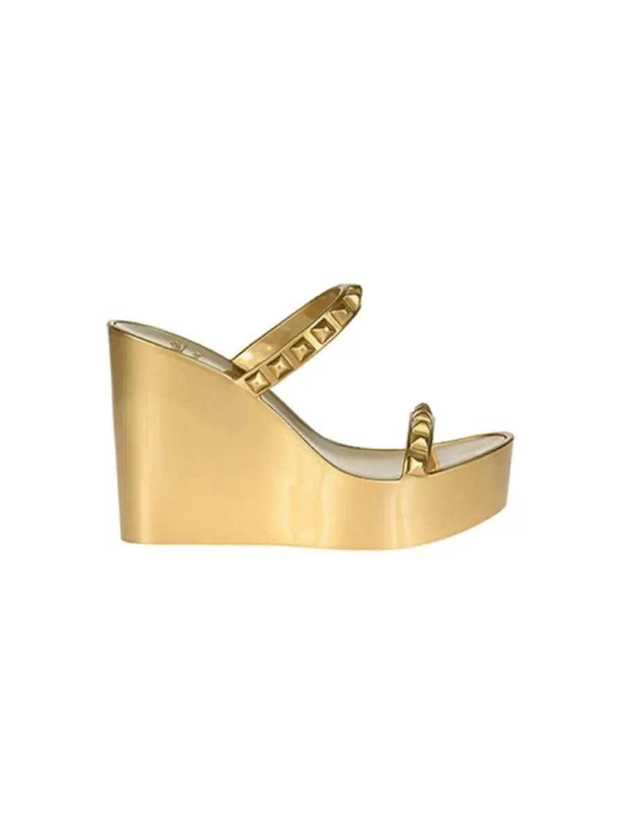 Босоножки на танкетке, с открытым носком, из ПВХ, модель Tonino High Wedge CARMEN SOL — изображение 3 из 4, золото
