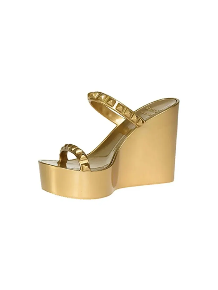 Босоножки на танкетке, с открытым носком, из ПВХ, модель Tonino High Wedge CARMEN SOL — изображение 4 из 4, золото