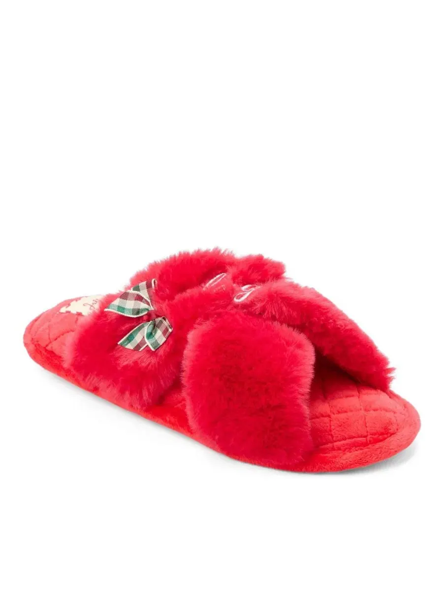 Женские шлепанцы-слайды с мехом и металлическим принтом, модель Mama Fur Slide Dearfoams — изображение 1 из 7