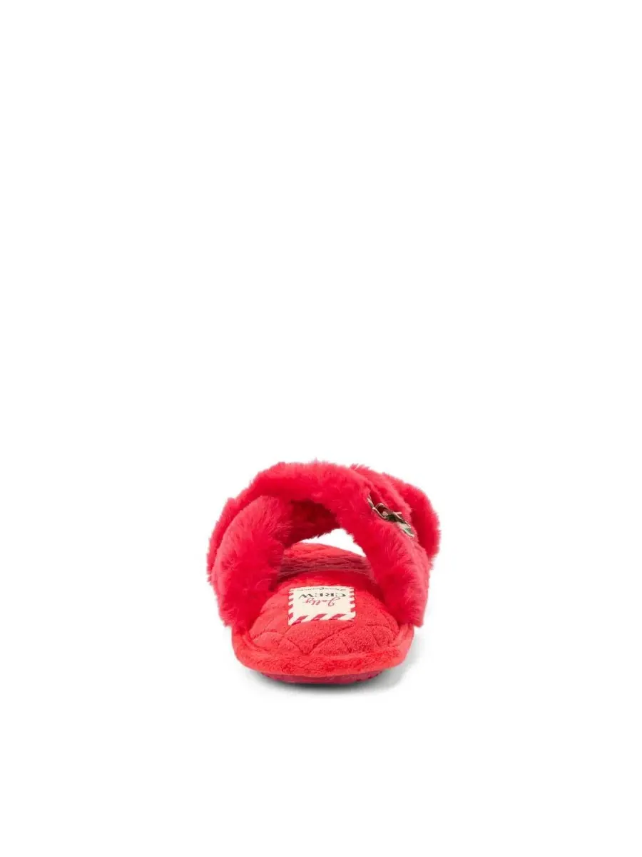 Женские шлепанцы-слайды с мехом и металлическим принтом, модель Mama Fur Slide Dearfoams — изображение 4 из 7