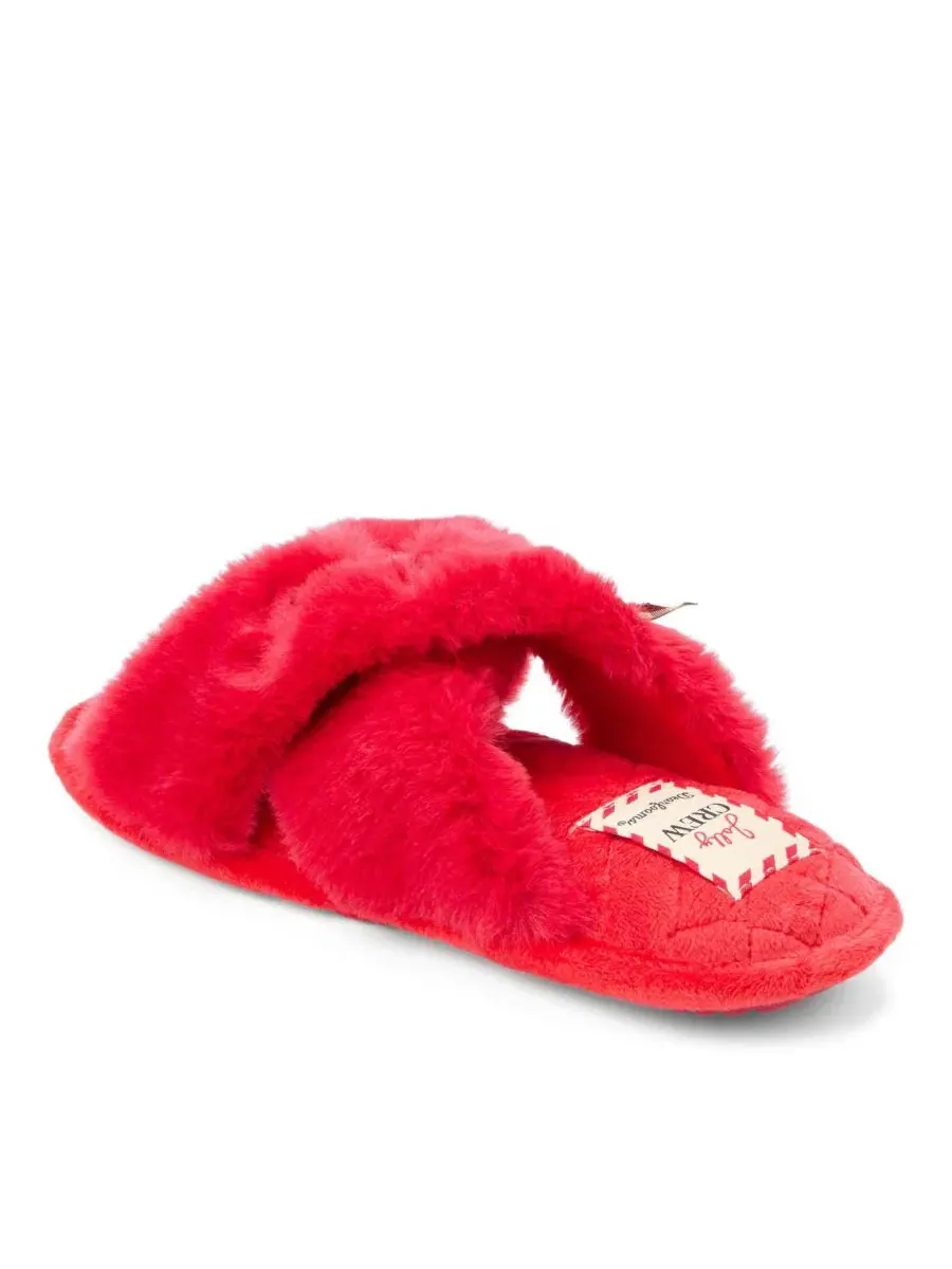 Женские шлепанцы-слайды с мехом и металлическим принтом, модель Mama Fur Slide Dearfoams — изображение 6 из 7