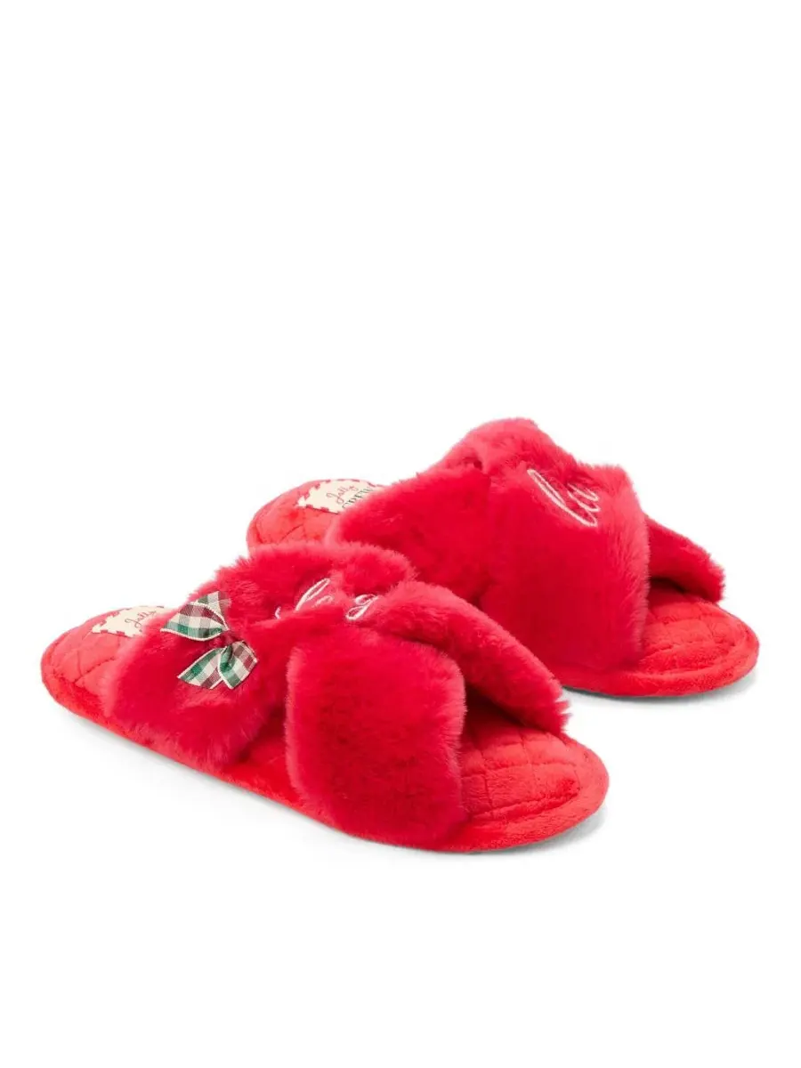 Женские шлепанцы-слайды с мехом и металлическим принтом, модель Mama Fur Slide Dearfoams — изображение 7 из 7