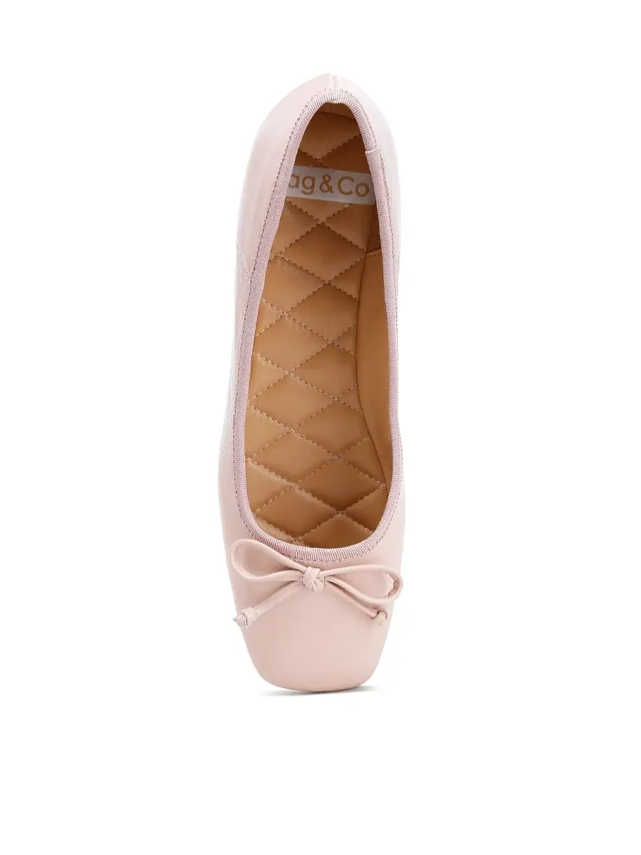Балетки с квадратным мысом и бантом Lutten Square Toe Bow Rag & Co — изображение 6 из 6, розовый