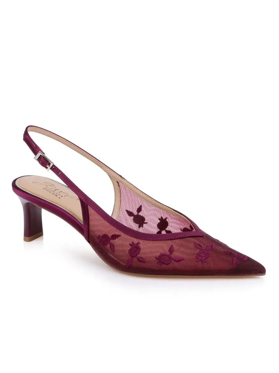 Туфли-лодочки Zahra II Slingback Pumps Jewel Badgley Mischka — изображение 1 из 5, винный