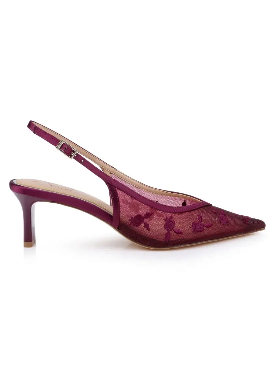 Туфли-лодочки Zahra II Slingback Pumps Jewel Badgley Mischka — изображение 2 из 5, винный