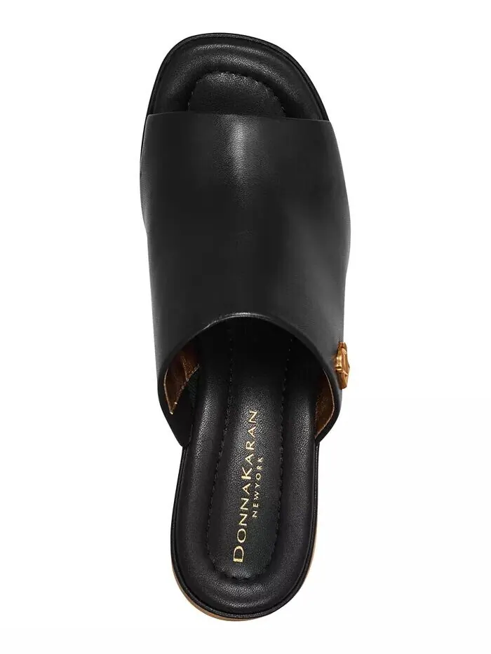 Женские кожаные сабо Tinley с открытым носком Donna Karan New York — изображение 4 из 5, черный