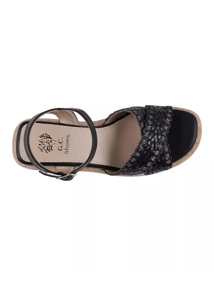 Женские сандалии Lucy Woven Cork Platform Wedge GC Shoes — изображение 4 из 5, черный