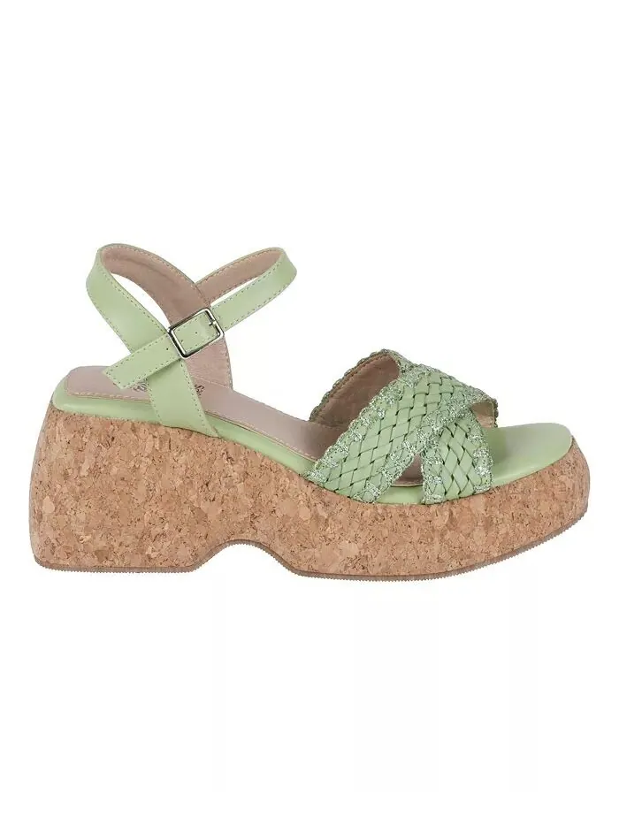 Женские босоножки Lucy на танкетке из пробковой ткани GC Shoes — изображение 2 из 5, зеленый