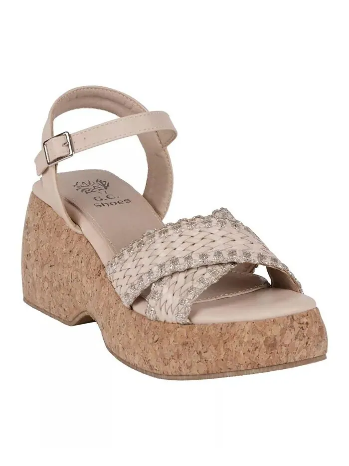 Женские босоножки Lucy на танкетке из пробковой ткани GC Shoes — изображение 1 из 5, прозрачный