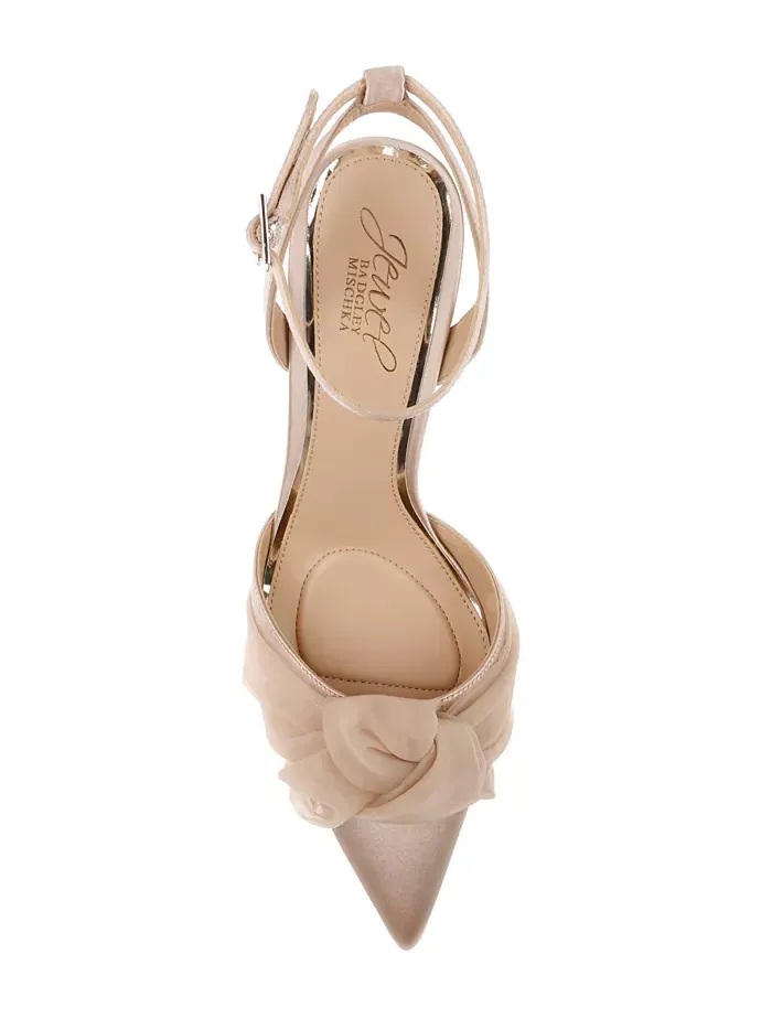 Женские вечерние туфли Federica с узлом Jewel Badgley Mischka — изображение 4 из 5, бежевый