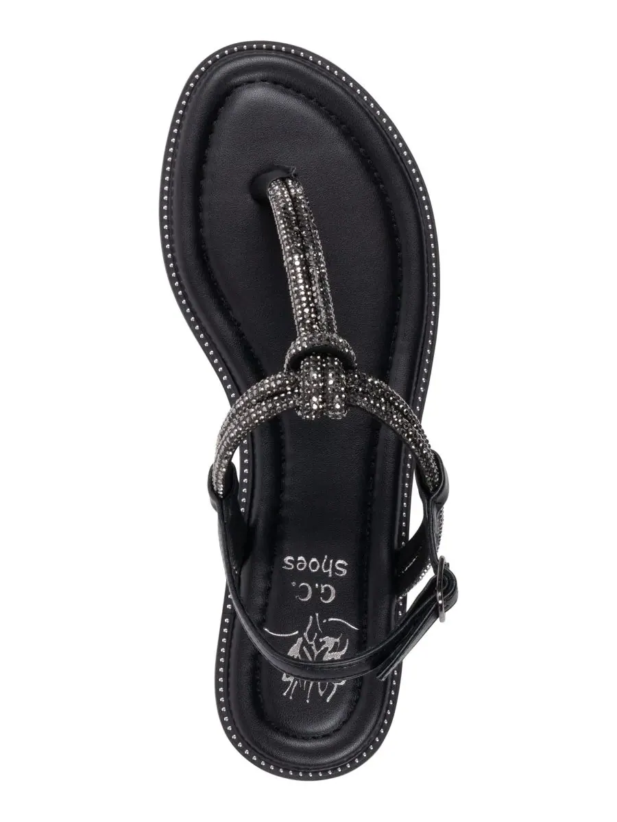Женские сандалии Alonde с декорированными Т-образными ремешками GC Shoes — изображение 4 из 5, черный