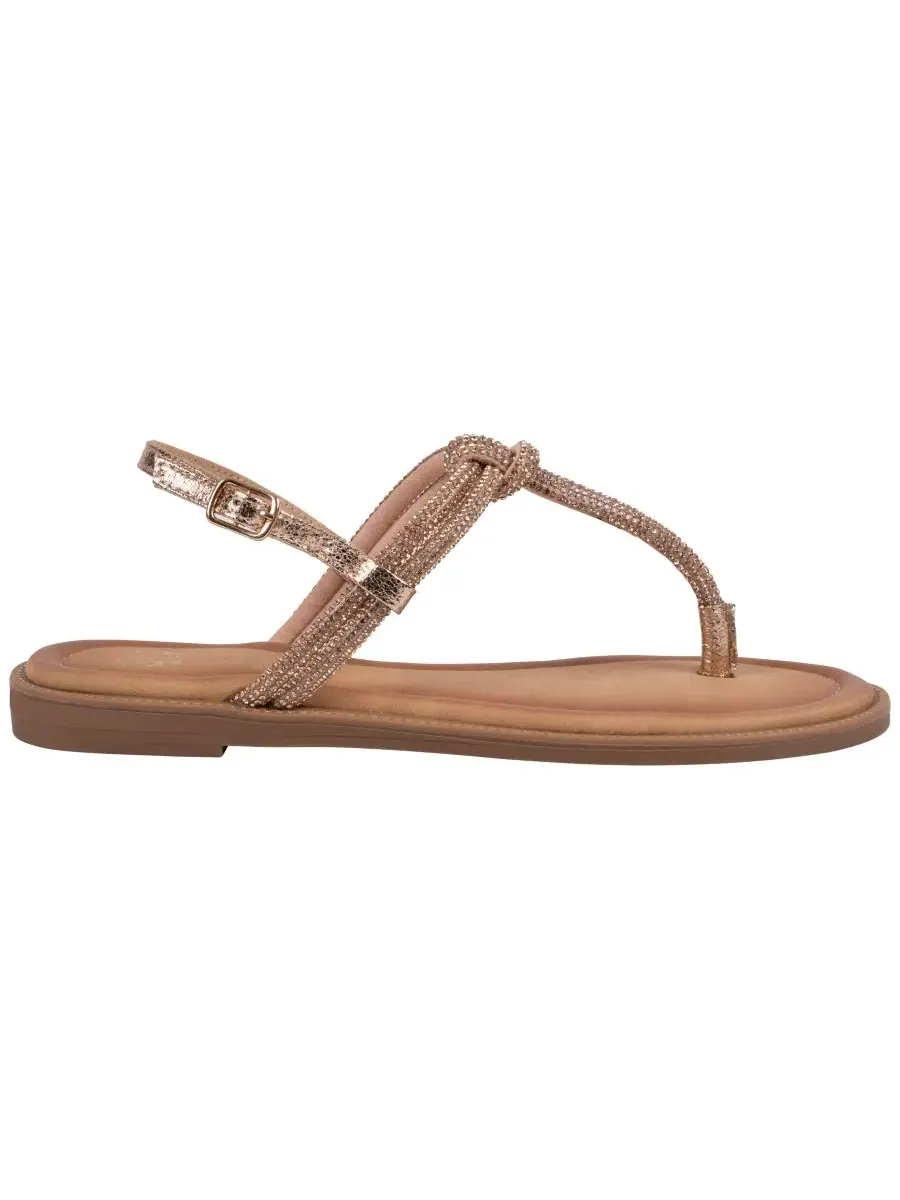 Женские сандалии Alonde с декорированными Т-образными ремешками GC Shoes — изображение 2 из 5, золото