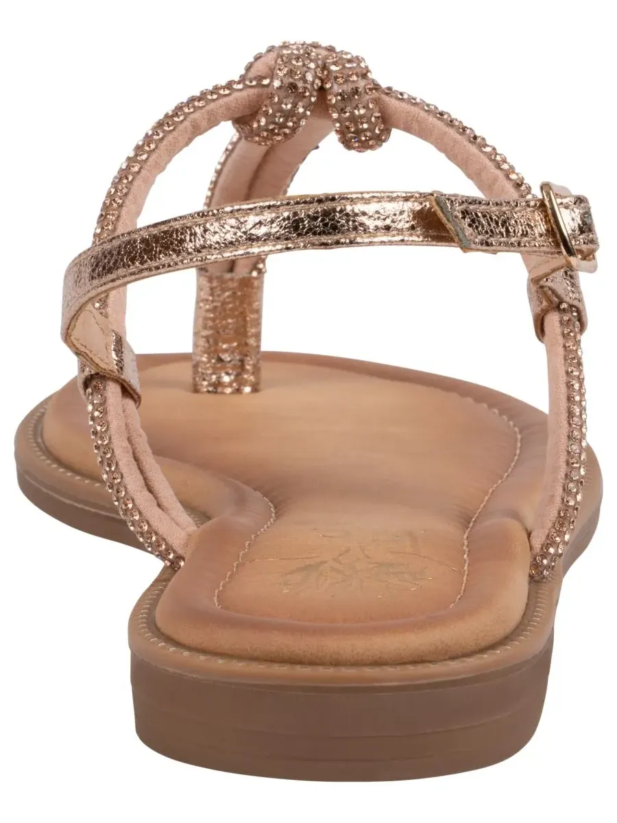 Женские сандалии Alonde с декорированными Т-образными ремешками GC Shoes — изображение 3 из 5, золото