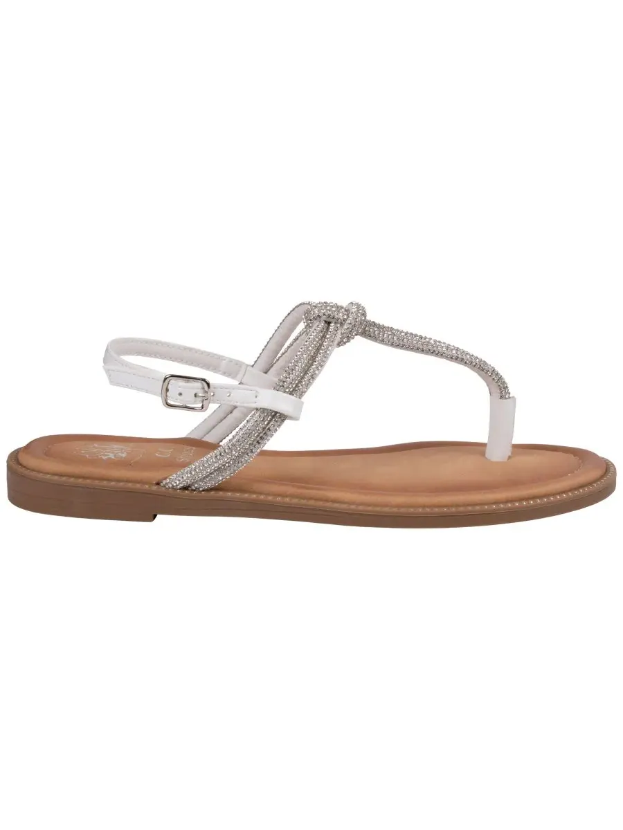 Женские сандалии Alonde с декорированными Т-образными ремешками GC Shoes — изображение 2 из 5, серебряный