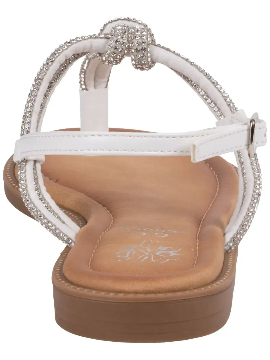 Женские сандалии Alonde с декорированными Т-образными ремешками GC Shoes — изображение 3 из 5, серебряный