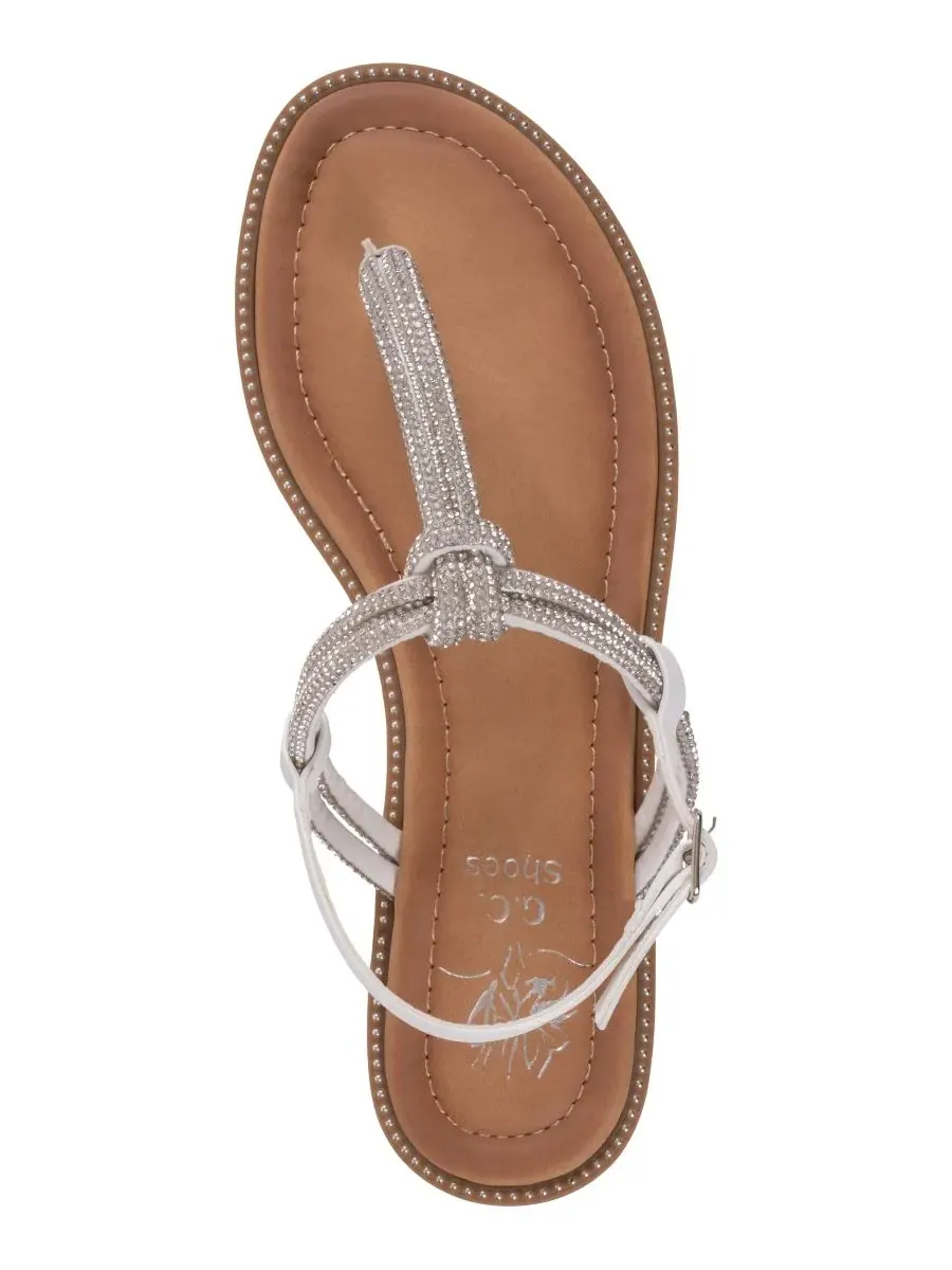 Женские сандалии Alonde с декорированными Т-образными ремешками GC Shoes — изображение 4 из 5, серебряный