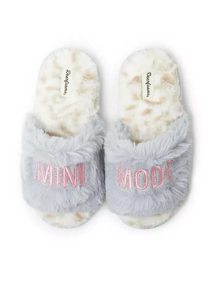 Детские тапочки Lana Fuzzy Slide - Babe Squad Dearfoams — изображение 1 из 5, серый