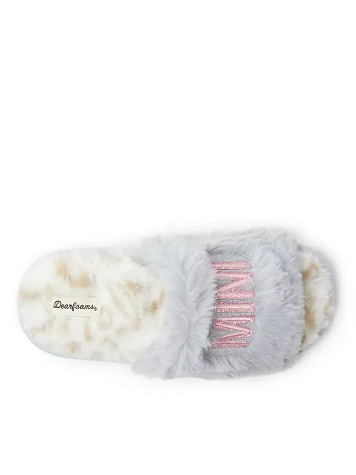 Детские тапочки Lana Fuzzy Slide - Babe Squad Dearfoams — изображение 3 из 5, серый