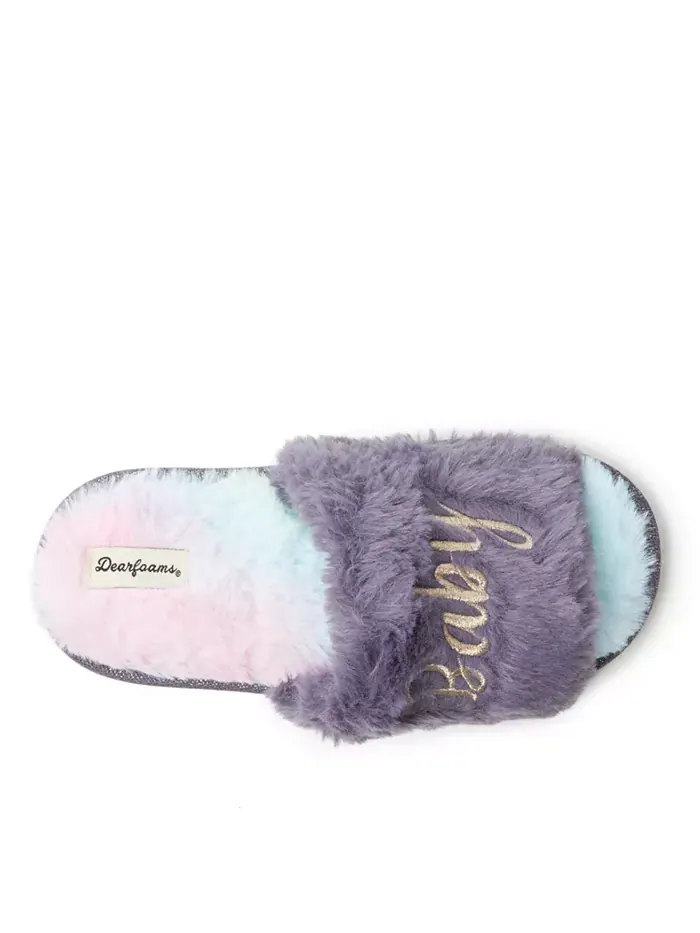 Детские тапочки Lana Fuzzy Slide - Babe Squad Dearfoams — изображение 2 из 5, фиолетовый
