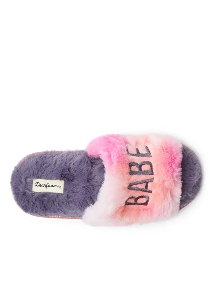 Детские тапочки Lana Fuzzy Slide - Babe Squad Dearfoams — изображение 2 из 5, белый