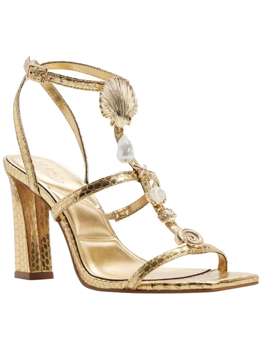 Женские сандалии Taylar с квадратным носком и массивным каблуком ALDO, золото metallic smooth — изображение 1 из 5