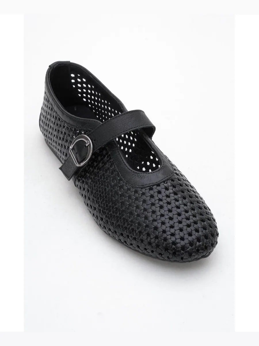 Балетки MIRELLA из плетеной кожи (женские) Forever & Always Shoes — изображение 1 из 5, черный