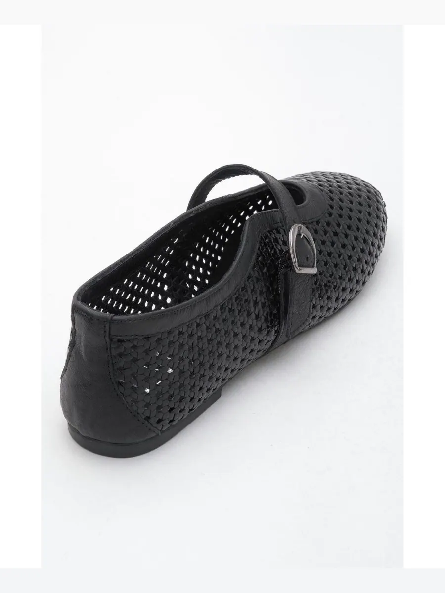 Балетки MIRELLA из плетеной кожи (женские) Forever & Always Shoes — изображение 2 из 5, черный