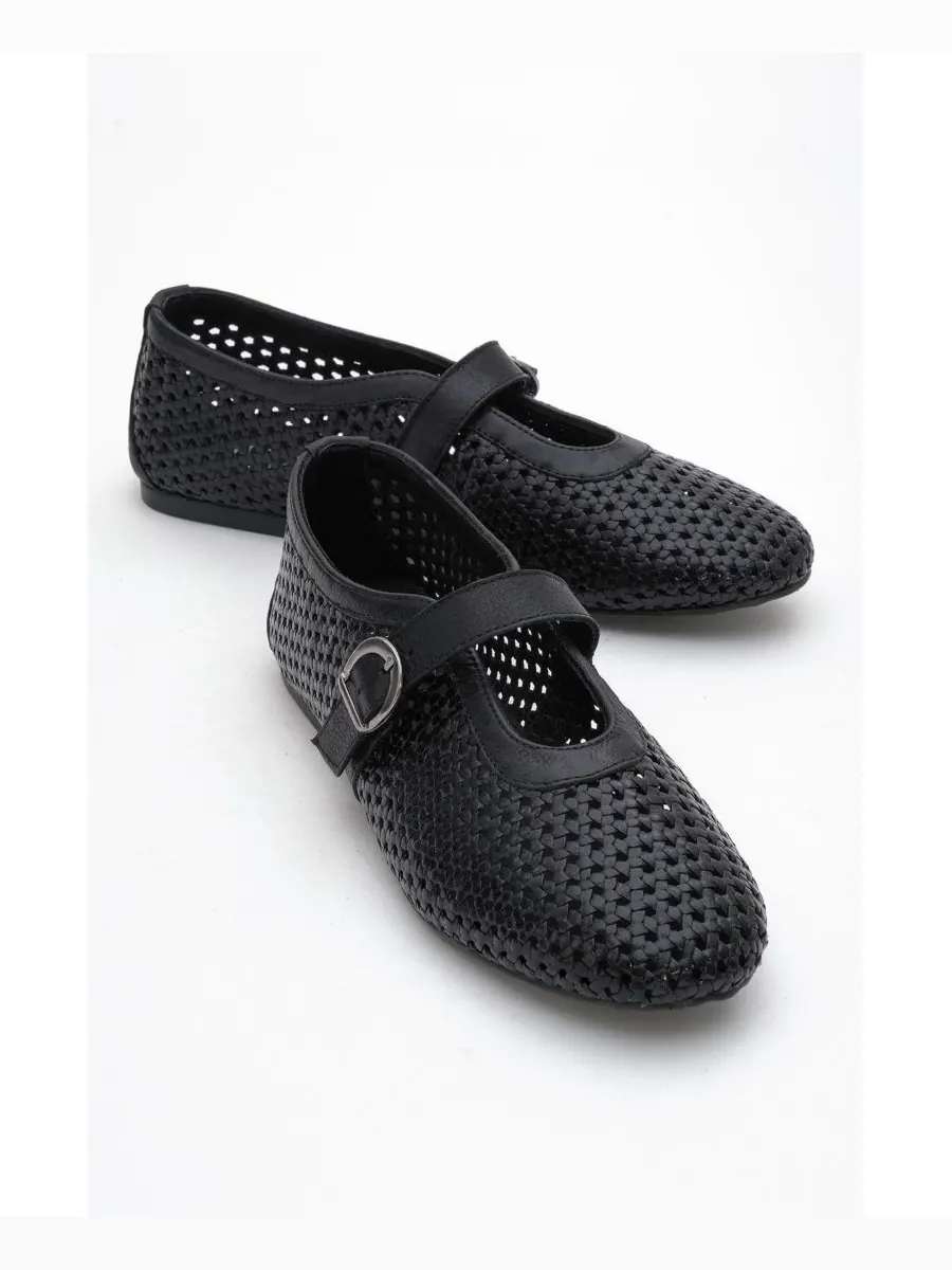 Балетки MIRELLA из плетеной кожи (женские) Forever & Always Shoes — изображение 3 из 5, черный