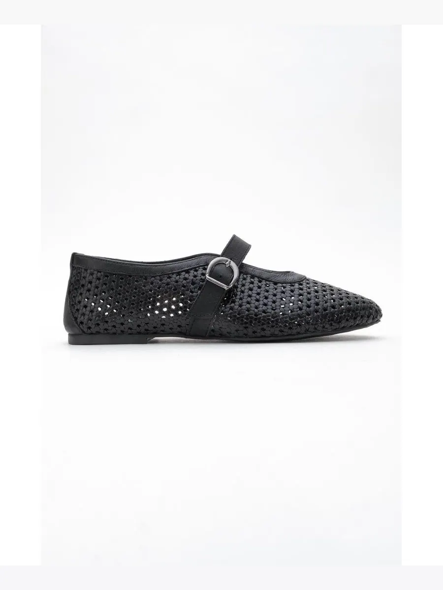 Балетки MIRELLA из плетеной кожи (женские) Forever & Always Shoes — изображение 5 из 5, черный