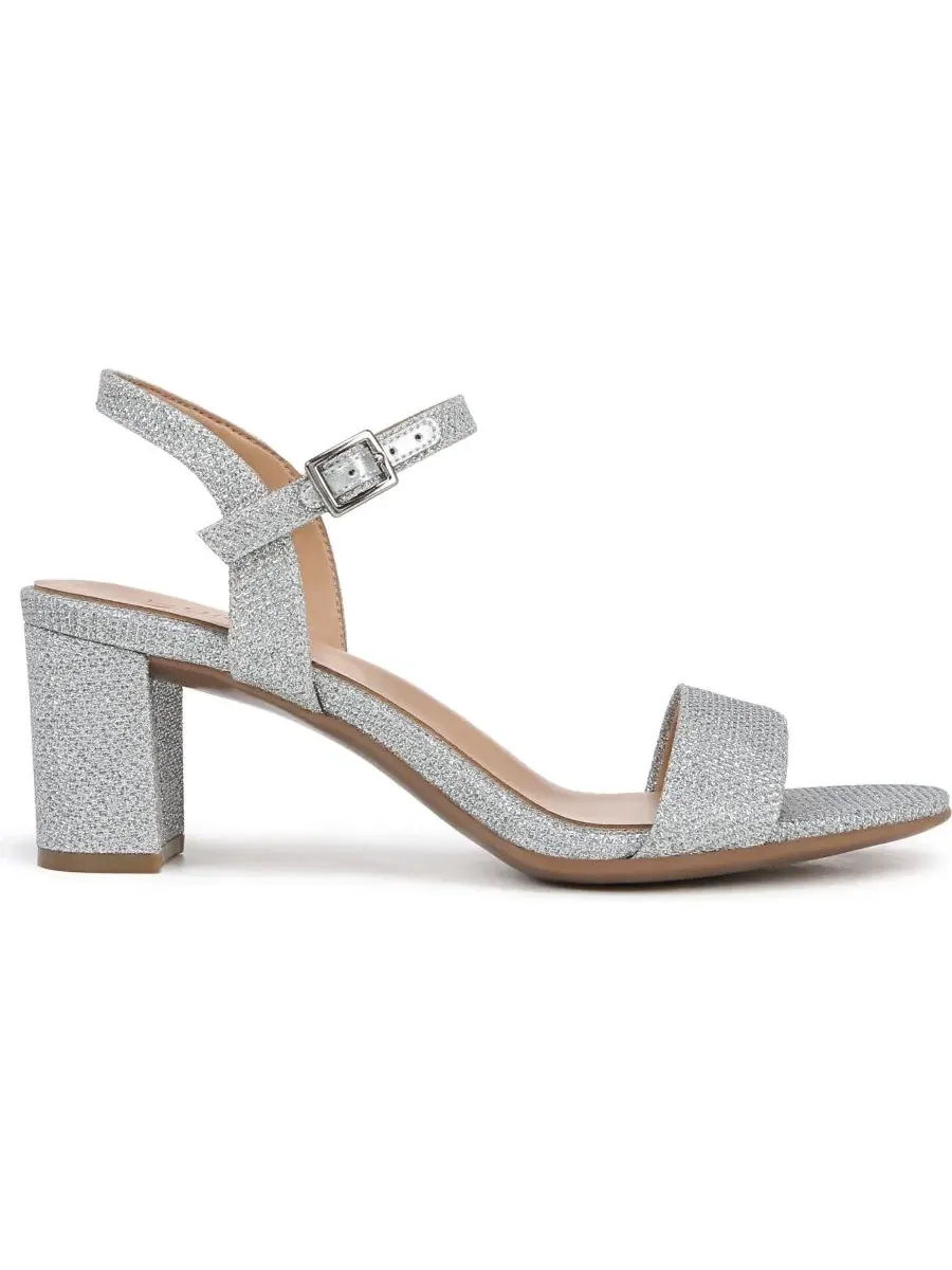 Женские сандалии на толстом каблуке Bristol Block Heel Dress Sandals Naturalizer — изображение 2 из 6, серебристый