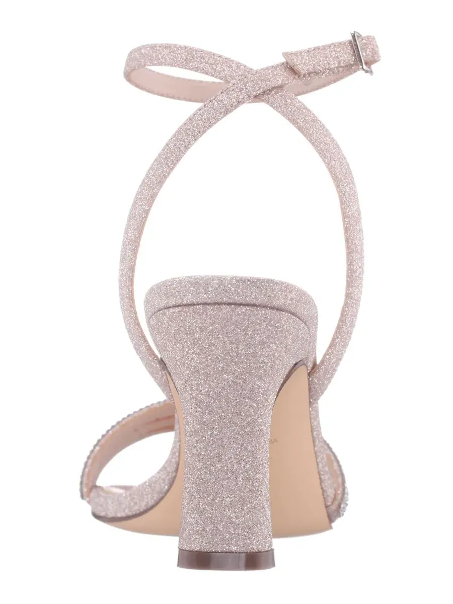 Женские босоножки на среднем каблуке с кристаллами Alfreda Silver Metallic Square Toe Nina — изображение 3 из 5, нудовый