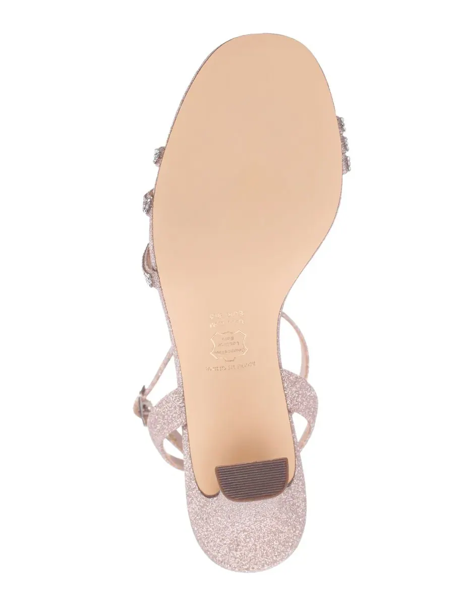 Женские босоножки на среднем каблуке с кристаллами Alfreda Silver Metallic Square Toe Nina — изображение 4 из 5, нудовый