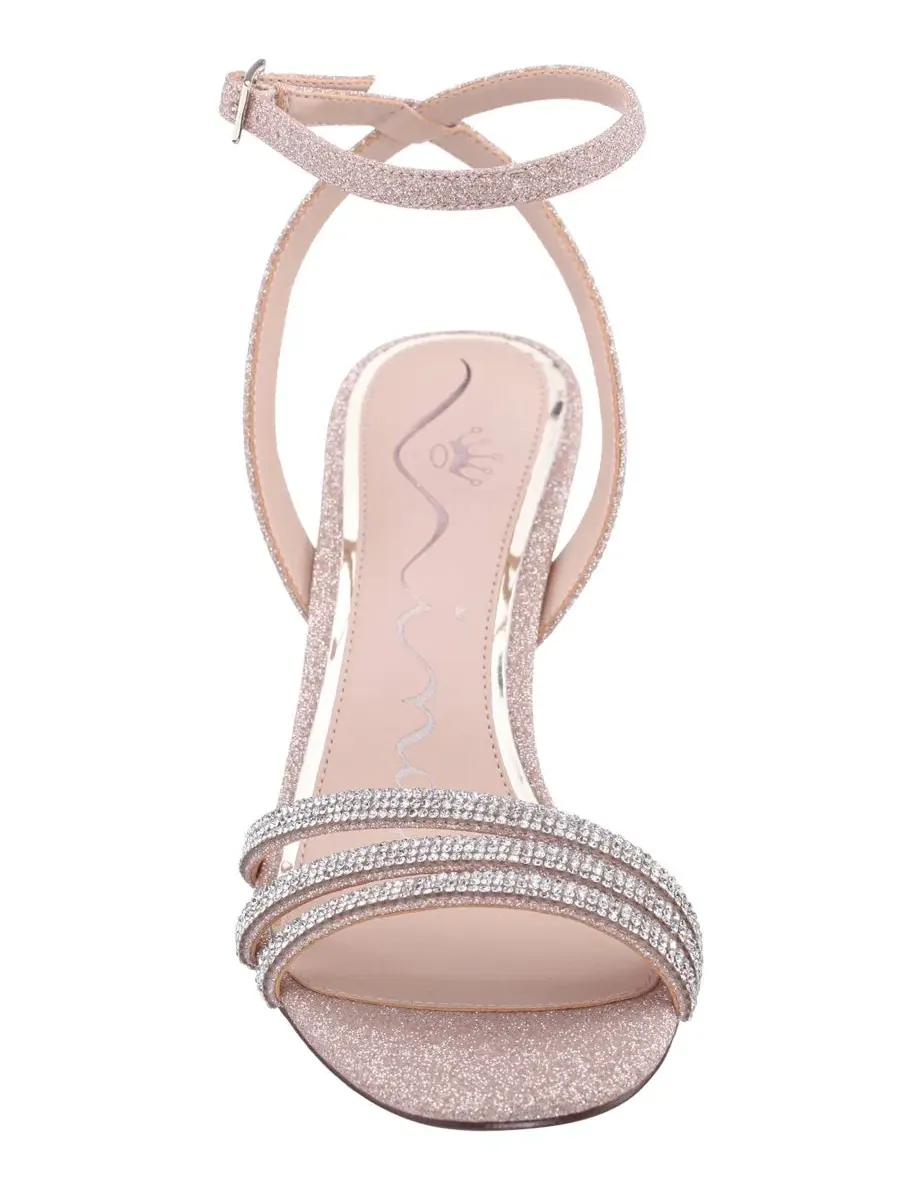 Женские босоножки на среднем каблуке с кристаллами Alfreda Silver Metallic Square Toe Nina — изображение 5 из 5, нудовый