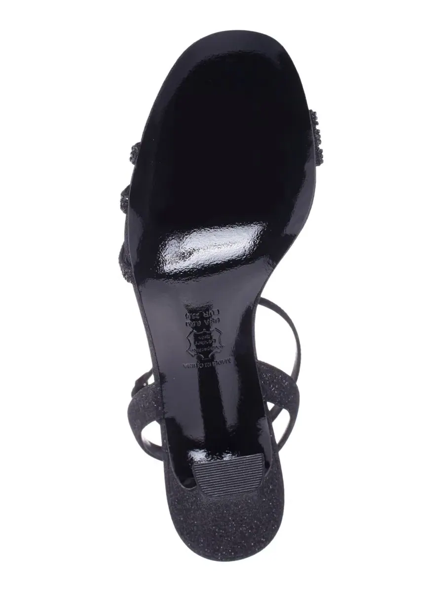 Босоножки на среднем каблуке с кристаллами Alfreda Silver Metallic Nina — изображение 4 из 5, черный