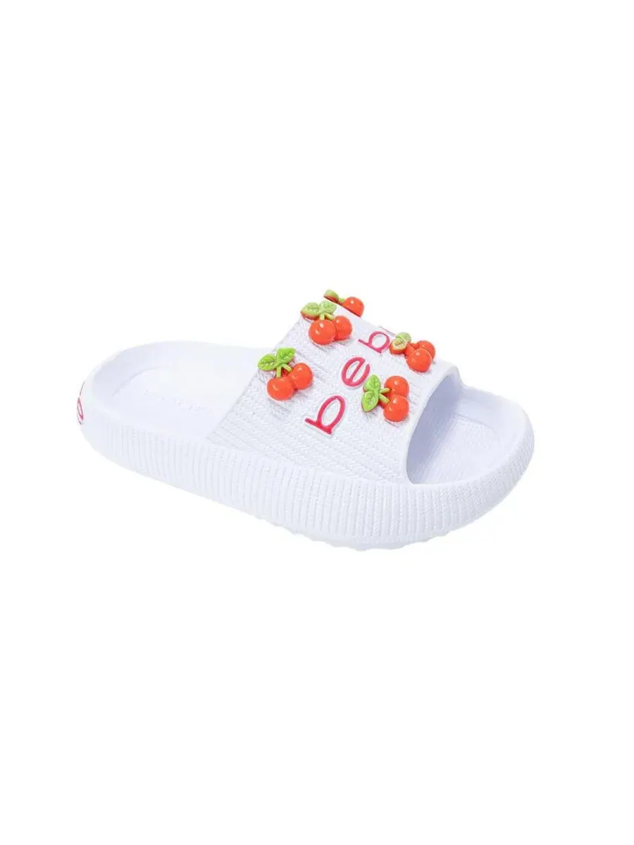 Сандалии-слайды с вишенками Bebe — изображение 1 из 7, белый