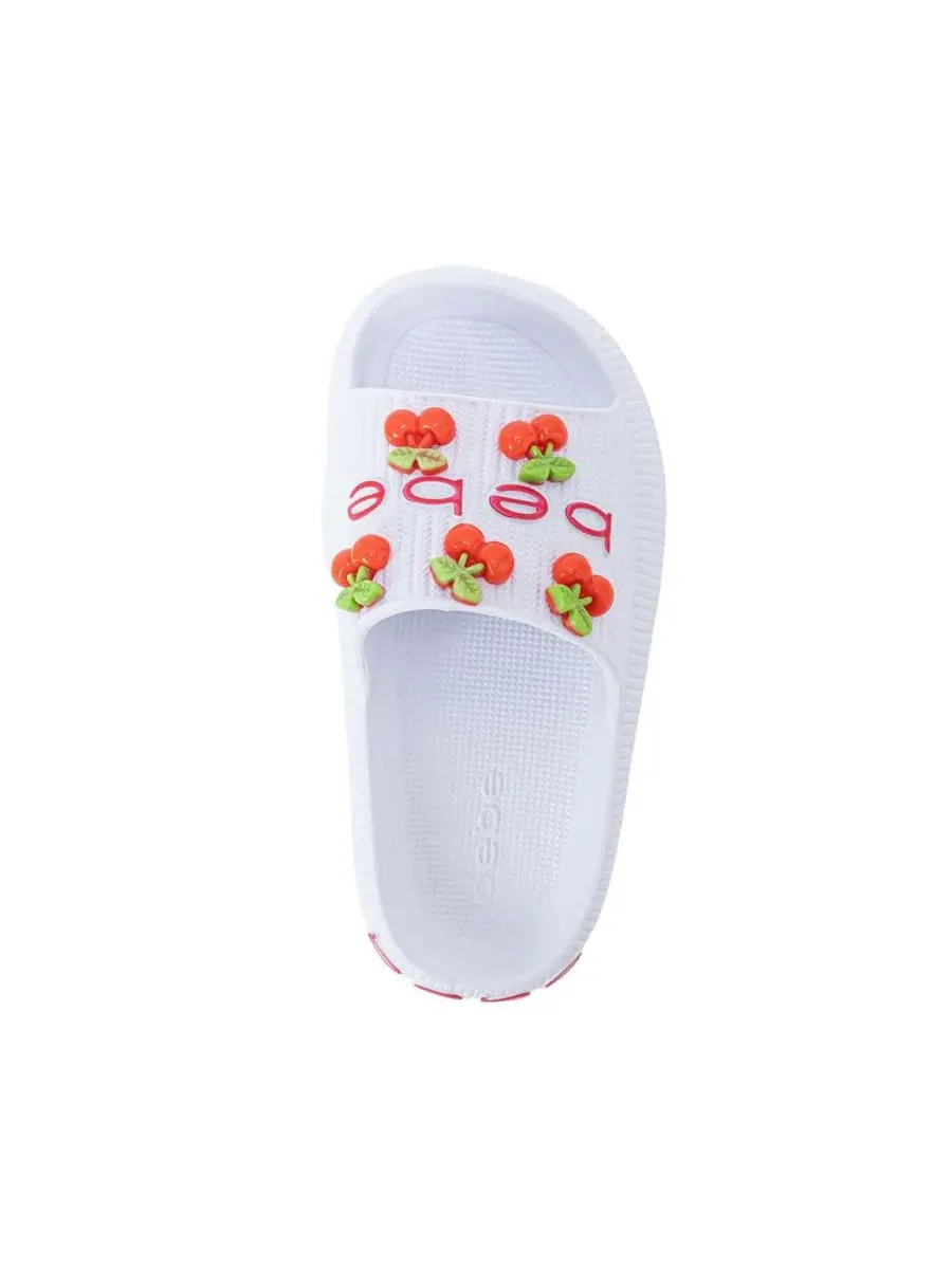 Сандалии-слайды с вишенками Bebe — изображение 6 из 7, белый