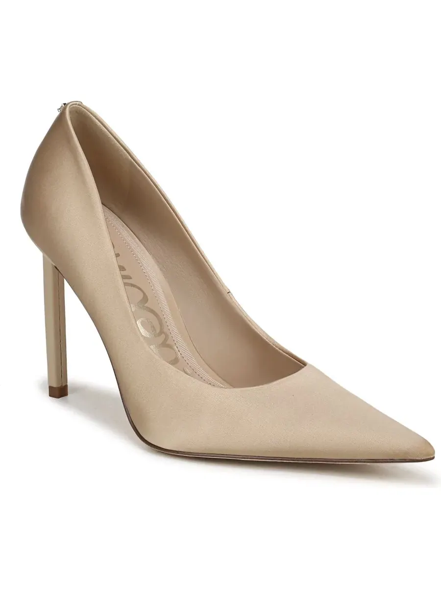 Туфли-лодочки на каблуке Talula Pointed Toe Sam Edelman, Champagne Satin Fabric — изображение 1 из 5