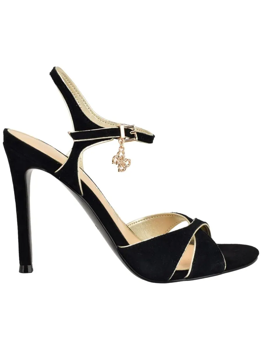 Босоножки на каблуке с лодыжечным ремешком Chaylen Suede Ankle Charms Stiletto Dress Sandals GUESS — изображение 2 из 5