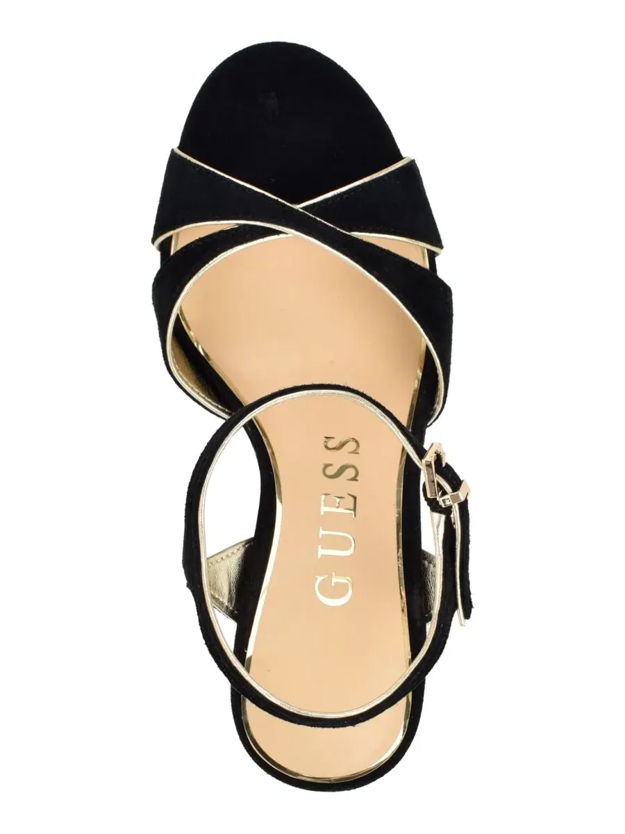 Босоножки на каблуке с лодыжечным ремешком Chaylen Suede Ankle Charms Stiletto Dress Sandals GUESS — изображение 4 из 5