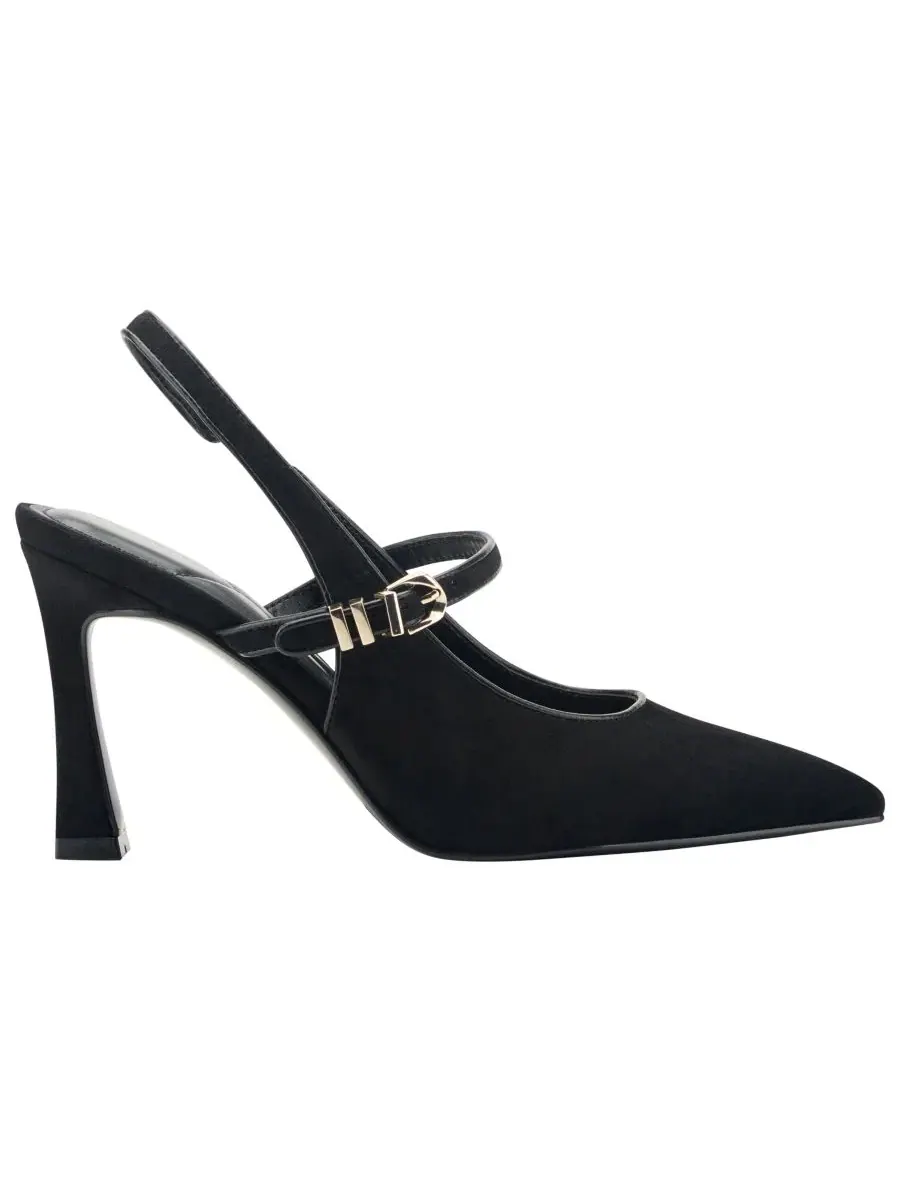 Туфли-лодочки с ремешком и каблуком-рюмочкой Cavaler Mary Jane Slingback Marc Fisher — изображение 2 из 5, черный