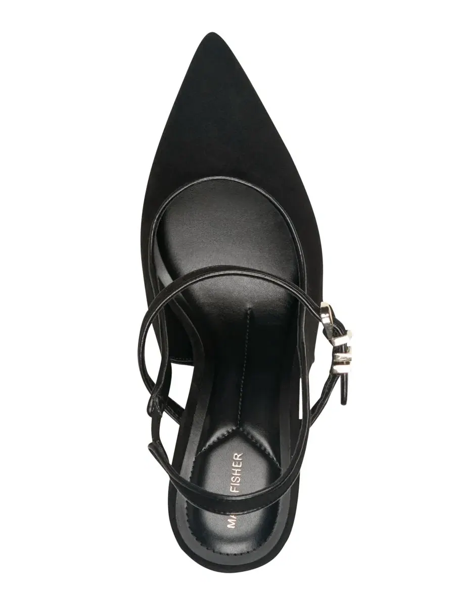 Туфли-лодочки с ремешком и каблуком-рюмочкой Cavaler Mary Jane Slingback Marc Fisher — изображение 4 из 5, черный