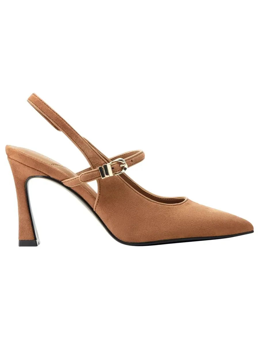 Туфли-лодочки Cavaler Mary Jane Slingback с каблуком-рюмочкой Marc Fisher — изображение 2 из 5, коньячный
