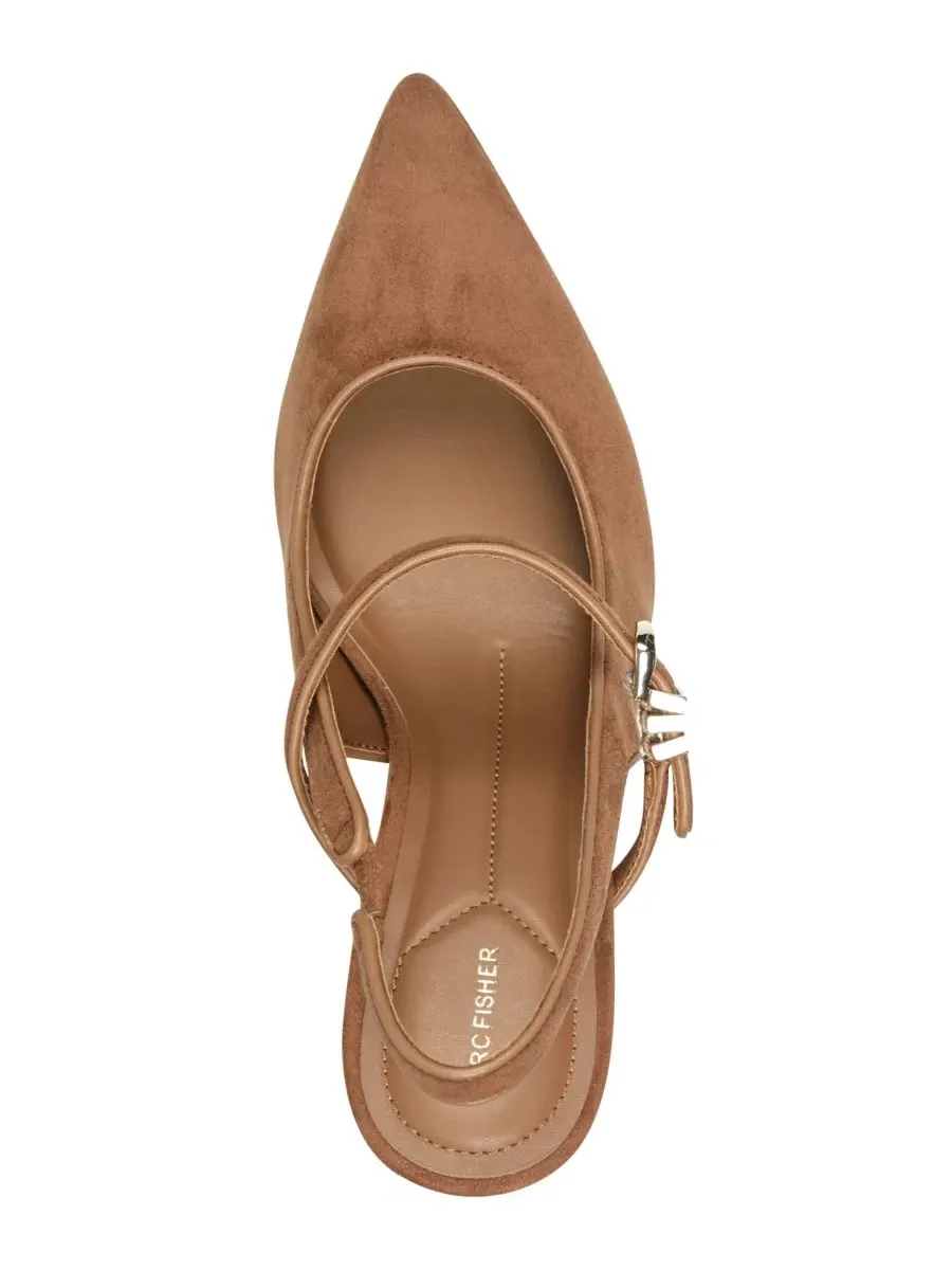 Туфли-лодочки Cavaler Mary Jane Slingback с каблуком-рюмочкой Marc Fisher — изображение 4 из 5, коньячный